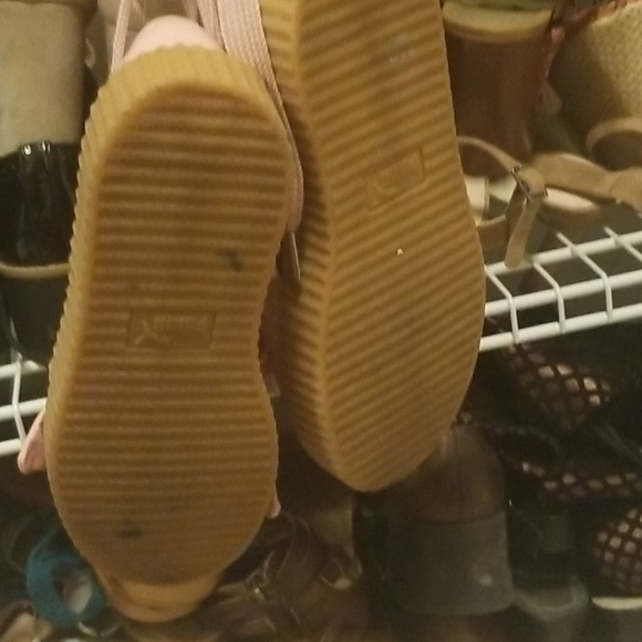 Fenty Puma Pink leather lace-up sandal bow size 8 - Picture 2 of 5